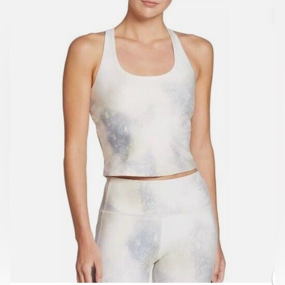 DSG Women's Momentum Cropped Tank Top Airbrush Energy Multi Cream Racerback XS - Picture 1 of 6
